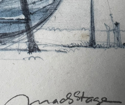 Litografia Madsa Stage (Dania) w ramie ze szkłem
